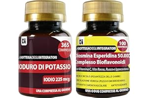 LABOTTEGADEGLIINTEGRATORI Set di integratori metabolismo tiroide + antiossidante circolazione | iodio 365 compresse + diosmina esperidina bioflavonoidi 100 compresse | non di origine animale | senza glutine e lattosio