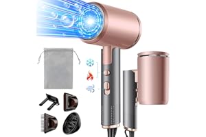 Vbrisi Föhn,Fön,2400W Klappbar Ionen Haartrockner, Schnelltrocknen Hair Dryer, Profi Reisefön mit Heiß-/Kalttaste, 3 Heiz,AC Motor Salon Haarföhn mit Diffusor & Aufbewahrungstasche (Grau-rosa)