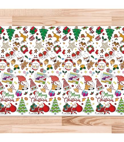 DraWmee Nappe De Noël à Colorier - Nappe De Noël Pour Filles Et Garçons - Nappe En Papier à Colorier Multicolore - Idée Cadeau Pour Enfants