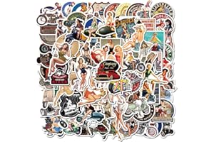 KEULABLEN Zestaw naklejek w stylu vintage, 100 sztuk naklejek w stylu retro, dla dziewcząt, wodoodporne, winylowe, anime, pinup-girl, naklejki na laptopa, walizkę, motocykl, deskorolkę,