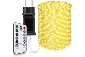 INTERY Luci Natale Esterno LED 30Metri-300LED Bianco Caldo Impermeabili, Luci Albero Di Natale 8 Modalità, 6 Luminosità, Con Telecomando e Cip Timer & Memoria, Luci Natalizie Da Esterno ed Interno IP44