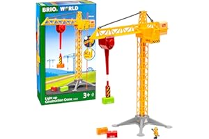 BRIO World 33835 Großer Baukran mit Licht - Zubehör für die BRIO Holzeisenbahn - Empfohlen für Kinder ab 3 Jahren