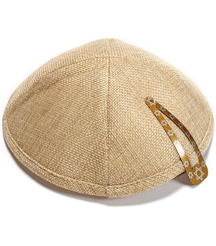 Kippa Traditionnelle Tricotée Pour Hommes - Chapeau Juif Rond Brodé étoile De David - Coton/polyester, Taille 16-17 Cm - Pour Prière, Synagogue, Fêtes - 9