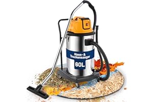 ‎2MGOODS 2mGoods 1500W industriestaubsauger 60L Orange, beutellos mit waschbarem Baumwollfilter gegen Feinstaub, Nass-Trockensauger mit Kupfer-Doppelmotor & CoolAir-Technologie