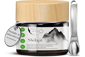 NATURE SPRING Shilajit Puro Himalayano Originale Mumijo | Premium +2 Mesi | Fonte Himalayana ad Alta Potenza con Acido Fulvico | Acido Umico e Oligoelementi | Per Sostenere il Sistema Immunitario e l'Energia