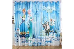 LKFFHAVD Anime Frozen Verdunkelungsvorhang - Sets, Anna Elsa Olaf Vorhänge Ösen 3D Druck ?2er Set, Für Dekoration Kinderzimmer Wohnzimmer Schlafzimmer (27,150×166(BxH))