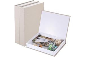 SUMTree 3 Stück Foto Organizer Box Magnetisch Geschenkboxen Dekorative Bücherboxen Andenken Aufbewahrungsboxen Modern Beige Erinnerungsbox für Fotos, Bildern, Karten, Kunstwerke, Urkunden 25X18X4,5 cm