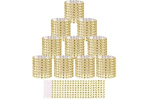 ALLBESTS 35 Pcs Rhinestone Napkin Rings Rhinestone Mesh Napkin Holders for Wedding Receptions Or Napkin Holder Adornment(Gold)