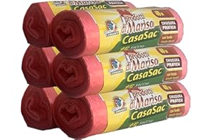I PRODOTTI DI MARISA CSC - Sacchetti Spazzatura 40L con Maniglie, 90 Pz, Sacchi Spazzatura 55x65cm per Pattumiera Sottolavello, Buste Spazzatura per Raccolta Differenziata Interno Antigoccia e Antiforo - 6 Rotoli, Rosa