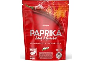 ‎HENCHER Paprika rosenscharf & geräuchert (rot, 170g) - geräuchertes Paprikapulver aus Kalocsa (Ungarn) - ungarisches Gewürz in wiederverschließbarer Aromaverpackung
