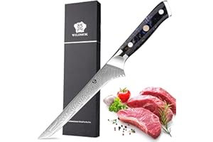 WILDMOK Cuchillo para deshuesar, cuchillo de corte japonés de Damasco, cuchillo para filetear para deshuesar de grado profesional, cuchillo para deshuesar de 7 pulgadas