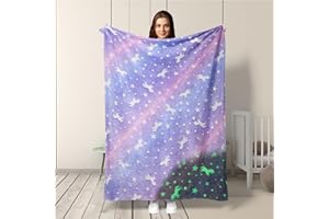 ‎JEFFEL Kuscheldecke Kinder Mädchen Einhorn Kuscheldecke Leuchtet im Dunkeln,Sofadecke Kinderdecke für Mädchen Junge, Geschenke Christmas, Ganzjahresdecke für Kinder (Einhorn 4, 130x150cm)