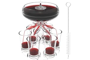 ALEVMOOM Distributeur de 6 verres à liqueur et support, distributeur de vin, séparateur de liquide, distributeur de boissons, distributeur de bière, distributeur de boisson, distributeur de bière,