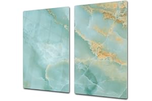 CONCEPT CRYSTAL Tagliere in VETRO temperato – Proteggi-piano di lavoro e spianatoia – Copri-piano cottura – pezzo UNICO (60x52cm) o DUE pezzi (30x52cm ognuno); D21 Marmi 1 Serie