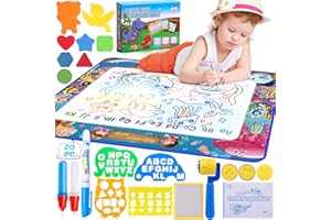 MOOING Tappeto Magico Bambini,120x90cm Doodle, Disegno Mat, Tappetino ad Acqua con Accessori Giocattoli Educativi e Regali per Ragazzi