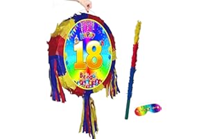 BOOGIE WOOGIE PINATAS 18 Birthday Piñata with stick and blindfold