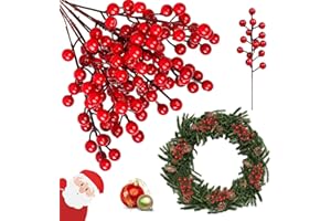VEYLIN Künstliche rote beeren 20 Stück Red Berry Stems，Künstliche Pflanzen rote beeren Kann Weihnachtsbaum, Vase, Haus, Zimmer und andere Orte schmücken (22CM)