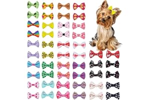 Chenkou Craft 50 pièces/25 paires de nœuds pour poils de chien, petits produits de toilettage pour animaux de compagnie, couleurs variées, motifs variés, accessoires pour chiens
