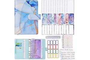 EPFHR Budget Planner,Budget Binder A6 Notebook,budgetplaner Money Organizer,Money Saving Wallet Binder,6 Holes Ring Binder,with 12 Transparent Cash envelopes,with 12 Budget Sheet,with Ruler and Sticker