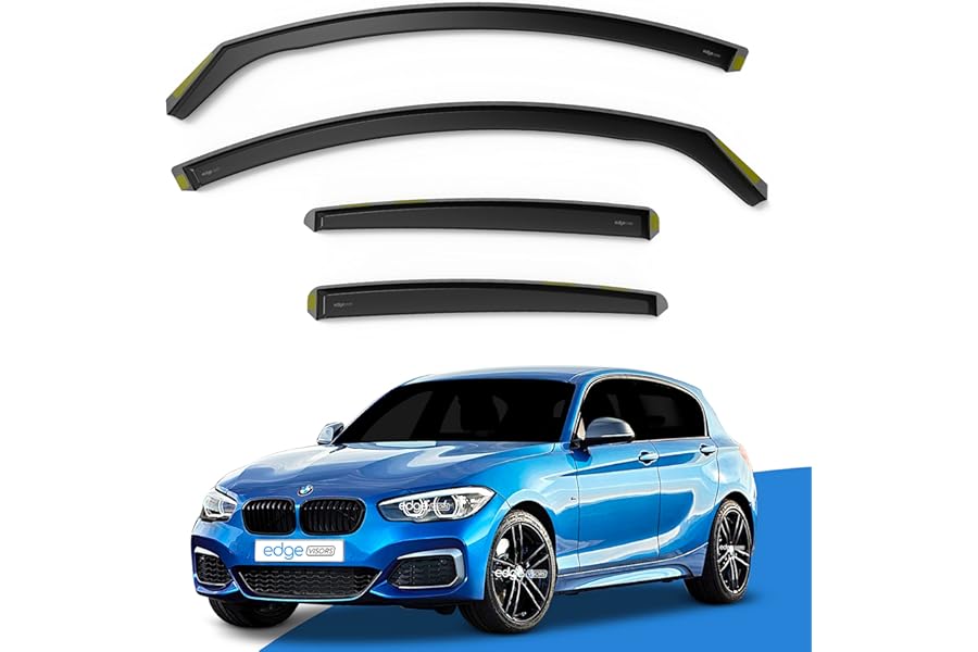 EdgeVisors Wind Deflectors | Fits: BMW 1 Series F20 (2011-2019) 5 Door Hatchback 4pc Set | In-Channel Rain Guards for Wind, Rain & Sun Protection, Easy Installation - Tinted