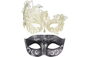 Thmyo Couple's Venetian Masquerade Mask,Halloween Carnival Mardi Gras Ball Mask 2 Pack