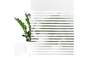 DECOMEISTER Folia okienna statyczna bezklejowa do szyb dekoracja ozdobna bez kleju do szkła okien kabiny prysznicowej ochrona przed UV prywatność 90x150 cm Pasy Mleczne