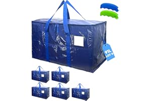 AXAM Sac Déménagement Grand Format 91L XL – Lot de 6 Sacs de Rangement Ultra-Robustes avec Double Fermeture Éclair – Alternative aux Cartons de Déménagement Grand Format et Moving Box
