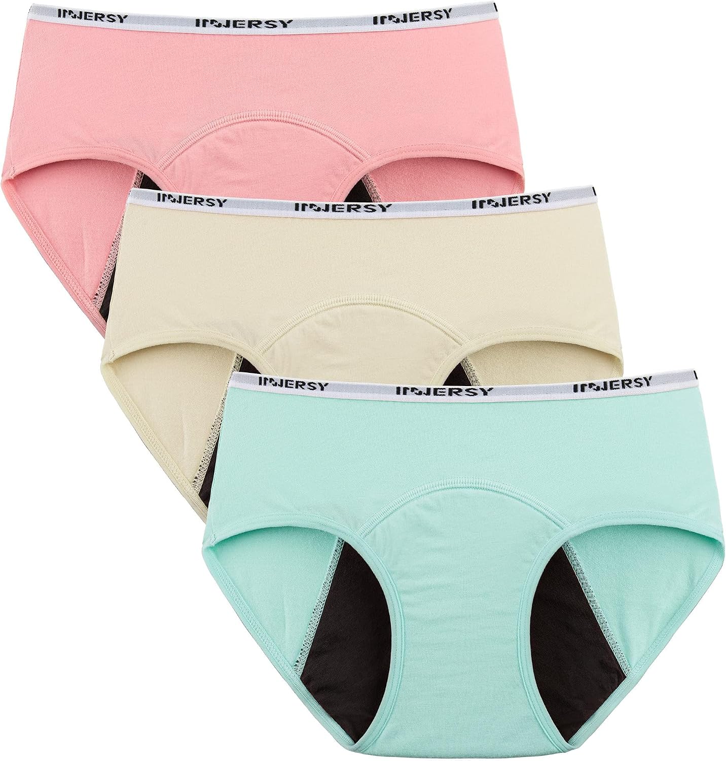 INNERSY Bragas Menstruales Niña Ropa Interior Protección Algodón Braguitas Regla 8-16 Años Pack de 3