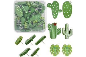 ALLBESTS Push Pins 30Pcs Cactus Decorative Push Pins Wood Pins for Cork Board