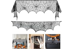 Wzone 45 x 248 cm, decorazione per Halloween, ragnatela per camino, decorazione di ragnatela in pizzo nero, decorazione per porta, carnevale, Halloween, feste, brivido