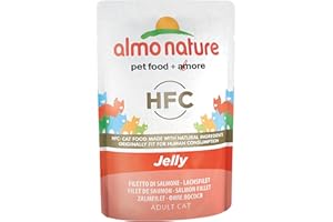 Almo Nature - HFC Jelly avec Saumon – Nourriture Humide pour Chat Adulte: 24 sachets de 55g