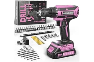 VIWKO Cordless Drill, 20V Electric Combi Drill Set, 25+1 Torque 370 in-lb Power Drills, Electric Screwdriver with 56PCS Accessories LED Light, 2.0Ah Battery Hand Drills Driver for Home Repair DIY Gift