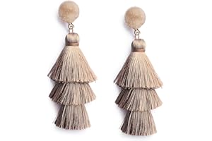 Me&Hz Colorful Layered Fashion Tassel Earrings Bohemian Big Dangle Drop Earrings for Women Girls Hypoallergenic Stud Birthday/Party/Valentine Day Gift
