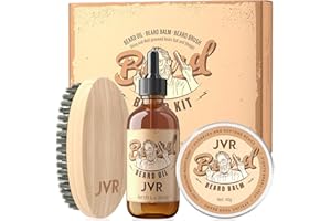 ‎JVR Bartpflege Set für Männer, JVR Bartpflegeset mit Bartöl, Bartbalsam und Bartbürste, Professionell Bartset, Bart Duft & Glänzend, Bart Glättungscreme, Feuchtigkeit & Styling (Gelb)