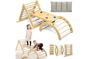 Lululearn® Klettergerüst [FALTBAR] ideal für Indoor & Outdoor-Bereich - Kletterdreieck & Kletterbogen, Lernspielzeug ab 1 Jahr, Montessori Spielzeug für aktives Spielen - Jetzt Entdecken! (Natural)