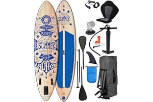 BRAST SUP Board Summer | Aufblasbares Stand up Paddle Set | 320x81x15cm | 6 Designs | 5 Jahre Garantie | inkl. Sonderzubehör | 2in1 Paddel Kajak-Sitz Action-Cam-Halterung Fußschlaufe Rucksack