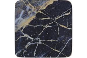 CREATIVE TOPS PREMIUM Creative Tops "Navy Marble" wysokiej jakości podkładki pod napoje z nadrukiem z korka, 10,5 x 10,5 cm – granatowy (zestaw 6 sztuk)