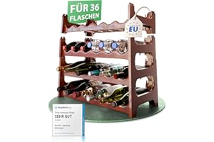 Novaliv Étagère à bouteilles pour 36 bouteilles en plastique extensible - Étagère à vin empilable - Marron - Système d'étagère pour boissons, armoire à bouteilles, étagère à spiritueux