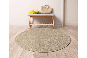 ‎MIAS TEPPICHE Mia´s Teppiche Soil - moderner Teppich im Jute-Look, perfekt für Wohnzimmer, Esszimmer & Flur, wetterbeständig und vielseitig einsetzbar – auch im Außenbereich, ca. 120 cm Rund