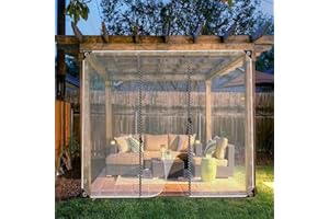 JIwqDY Outdoor Vinyl Curtain, Clear Gazebo Side Panels Heavy Duty Waterproof Tarp with Zipped Door, for Pergola, Garden, PlantsResistant Outdoor Curtains (Color : Transparent, Size : 2.2X2m)