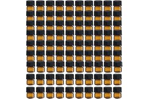 AOFOX Confezione da 100 bottiglie di Olio essenziale di Ambra, piccoli vasetti di vetro vuoti con riduttori di orifizio e tappi per miscele di OLI, profumi, prodotti chimici di Laboratorio (1 ml)