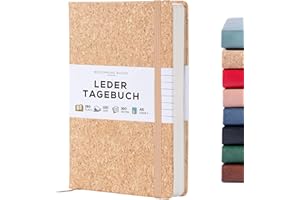 ‎BEECHMORE BOOKS Beechmore Books Notizbuch liniert - A5, Kork-Design I Premium Hardcover Journal Buch aus veganem Leder, 120gsm creme Papier, inkl Geschenkbox, für Schriftsteller, Journalisten, Meetings & Studenten