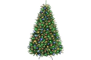 SHareconn 180 cm Arbol de Navidad Artificial con Luces Led, con 1322 PE y PVC Puntas de Rama, con 350 Luces Blancas Cálidas & Multicolores y 12 Modos de luz, Soporte de Metal Plegable, Montaje Rápido