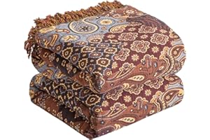 ‎SE SOFTEXLY SE SOFTEXLY Boho Decke 100% Baumwolle – Doppelseitige Musselin Tagesdecke 150x200cm, Kuschelige Sofadecke & Bettüberwurf, Aesthetic Design, Ideal für Wohnzimmer & Schlafzimmer, Rot/Rosa