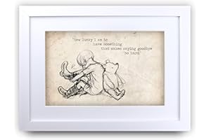 HWC Trading Impresión enmarcada A4 con cita impresa de Winnie the Pooh How Lucky para cuarto de bebé, regalos para habitación de recién nacido, regalo de dormitorio