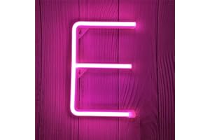 DWOOKE LED Letter Lights Pink Neon Letters,Light up Letters Neon Signs Battery or USB Operated Lighted Letters Neon Wall Lights Alphabet Decor for Birthday Party Wedding Christmas (Pink E)