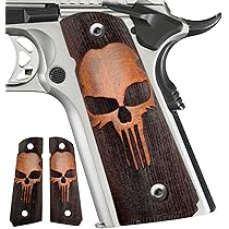 Poignées Pistolet 1911 Zib Grips – Bois De Hêtre Avec Incrustation Laiton – Lot De 2 (Ambi/coupe Sécurité)