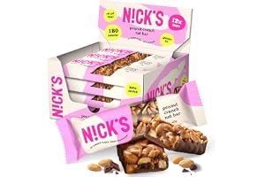 N!CK'S Peanut crunch nut bar, vegansk nötbar med keto choklad utan tillsatt socker, glutenfri (12x40g)