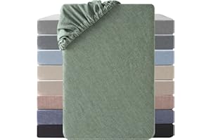 ‎SOULFUL SOULFUL Spannbettlaken 180x200cm, 100% Gewaschene Baumwolle Bettlaken Spannbetttuch bis 25cm Matratzenhöhe, Atmungsaktiv mit Leinenartigem Griff, öKotex Zertifiziert-Salbei Grün