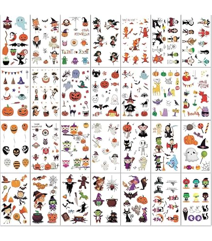 30 Tatuaggi Temporanei Di Halloween - Adesivi Per Lentiggini, Cicatrici, Fantasmi, Ragni, Ideali Per Costumi E Trucco